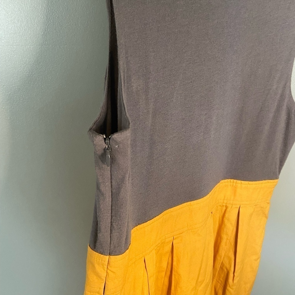 Anthropologie Maeve Vintage Colorblock Grey and Mustard Dress - Picture 7 of 10